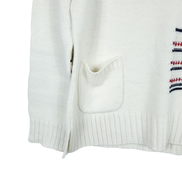 Barbour Sweater 14 Seaton Alpaca Wool Cashmere Knit White Striped Pullover - Picture 5 of 10